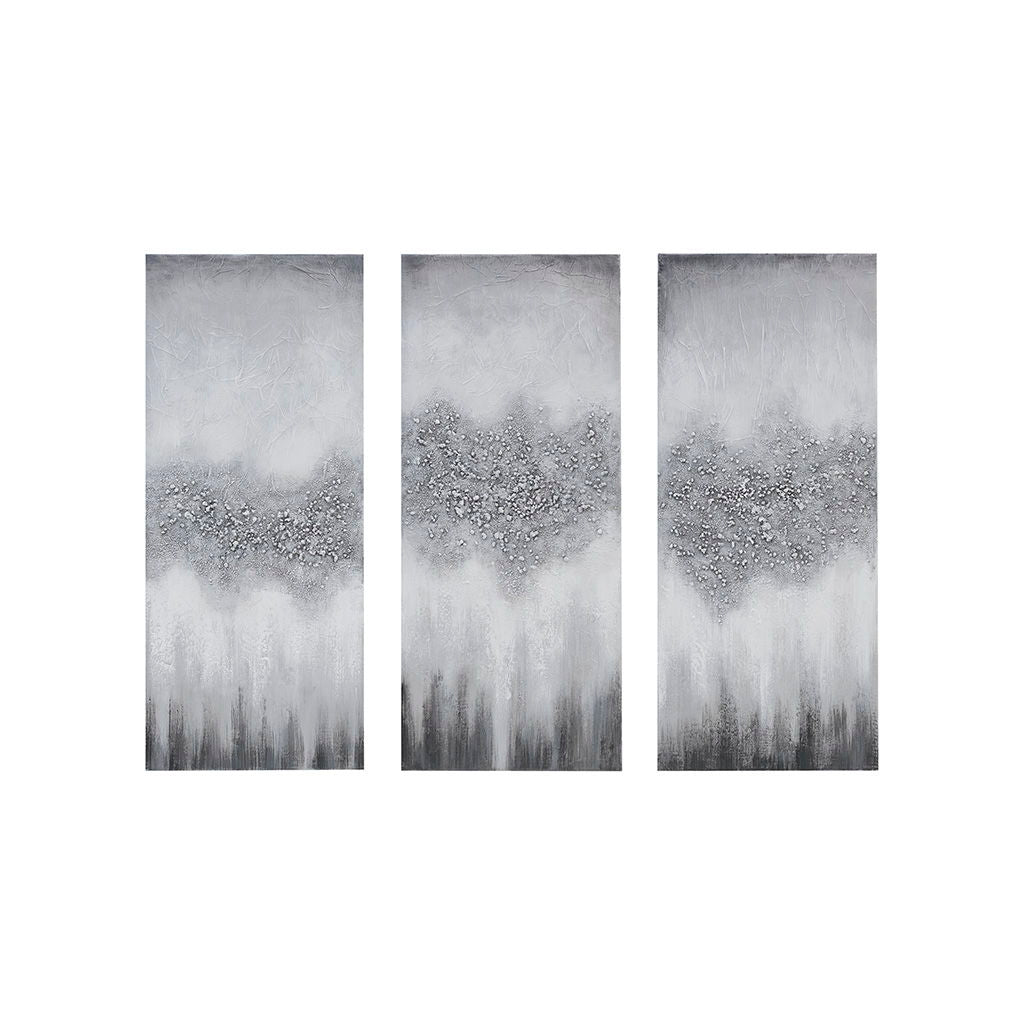 Luminous - Hand Painted Glitz Canvas (Set of 3) - Gray