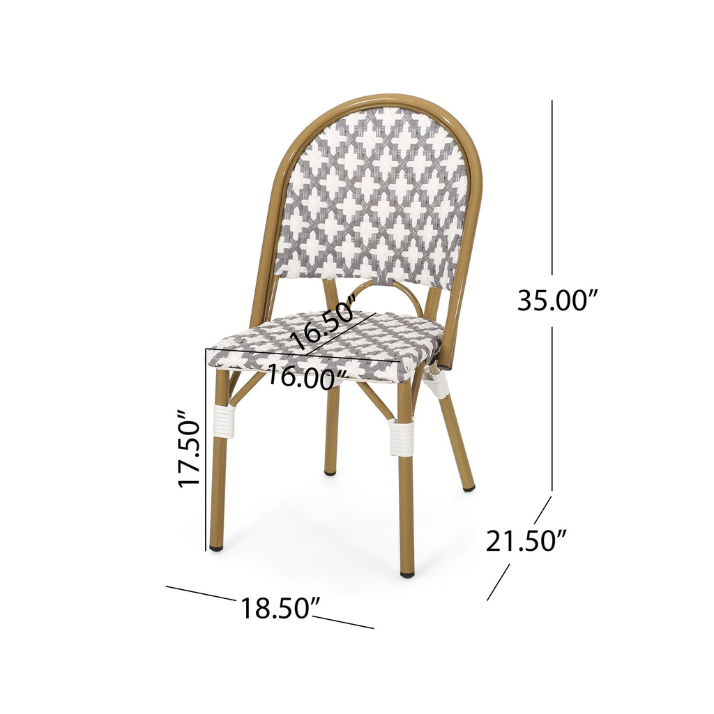 Chic French Bistro Chair With Durable Rattan And Aluminum Frame