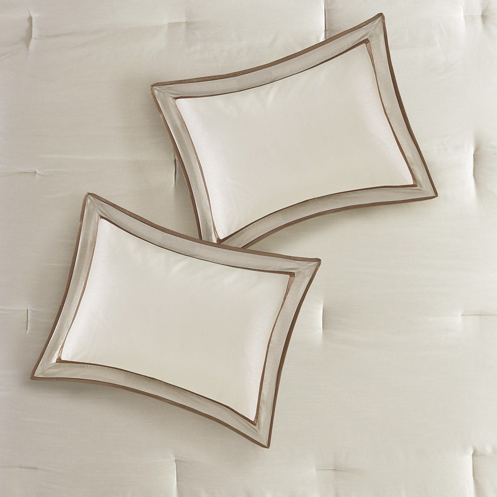 Genevieve - King Comforter (Set of 7) - Taupe / Brown