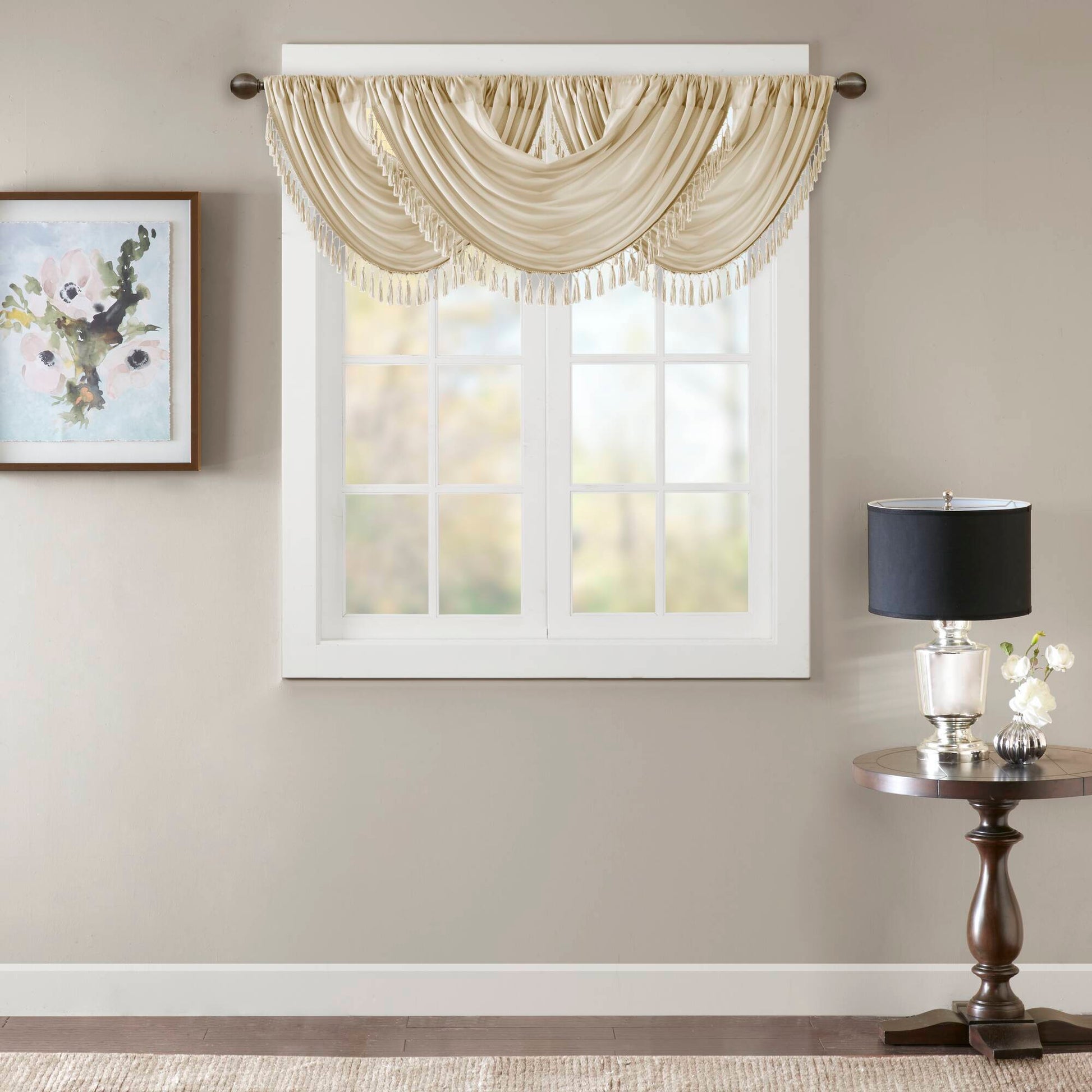Elena - Waterfall Embellished Valance - Champagne
