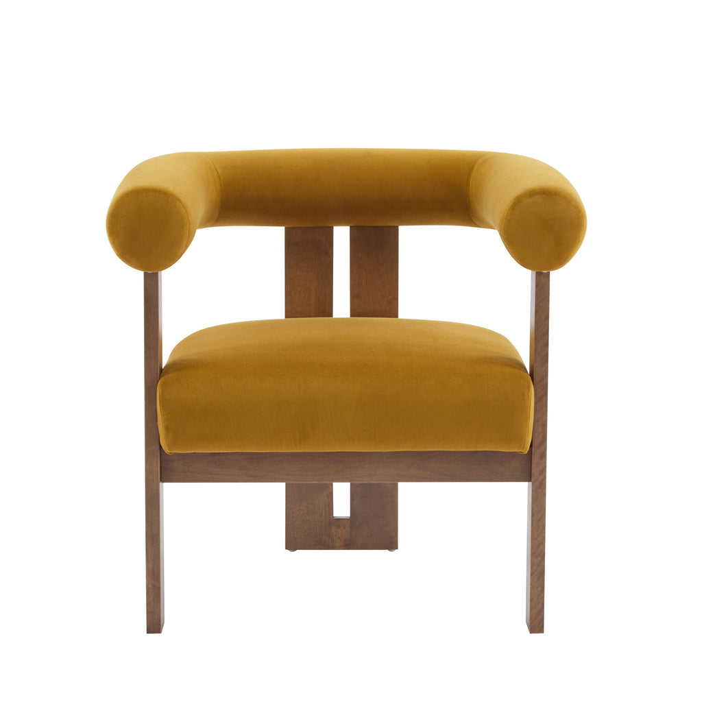 Modern Upholstered Round Arm Accent Chair With Upholstery