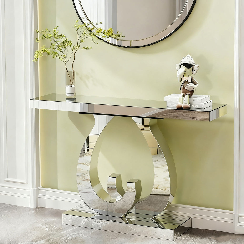 Double C - Base Rectangular Sofa Table For Living Room - Silver