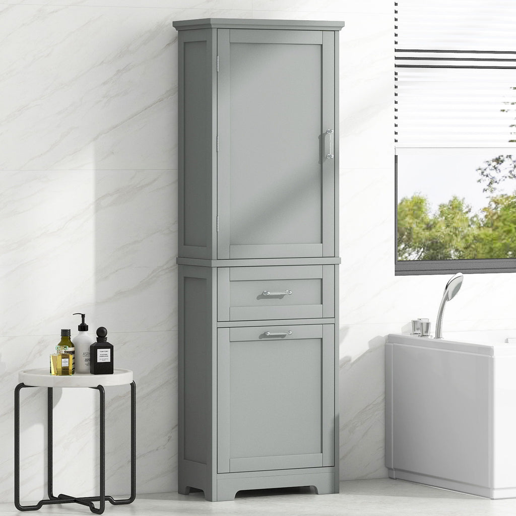 Tall Freestanding Bathroom Storage Cabinet With Adjustable Shelf And 2 Drawers