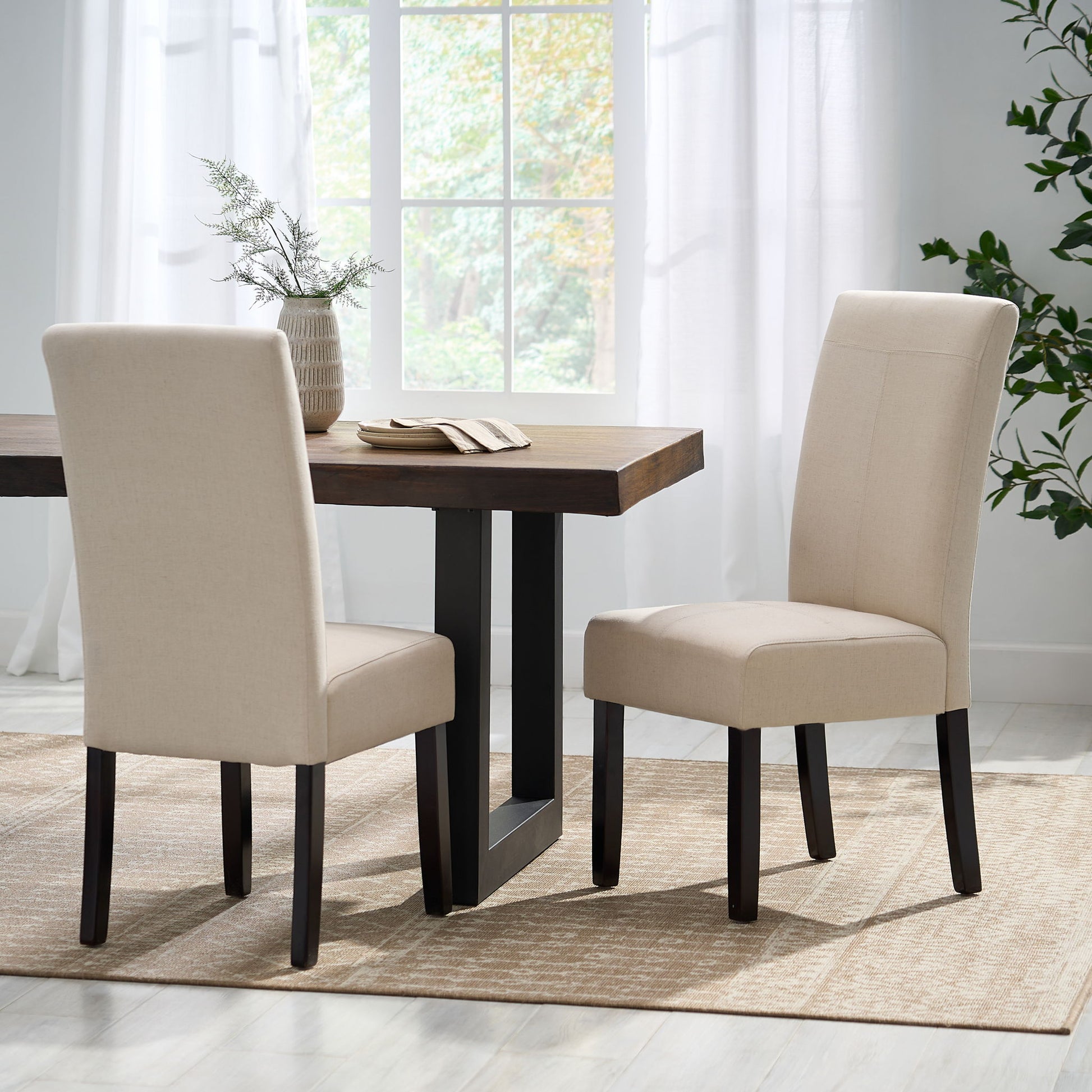 Pertica - Dining Chair Contemporary Design Wood Fabric - Natural