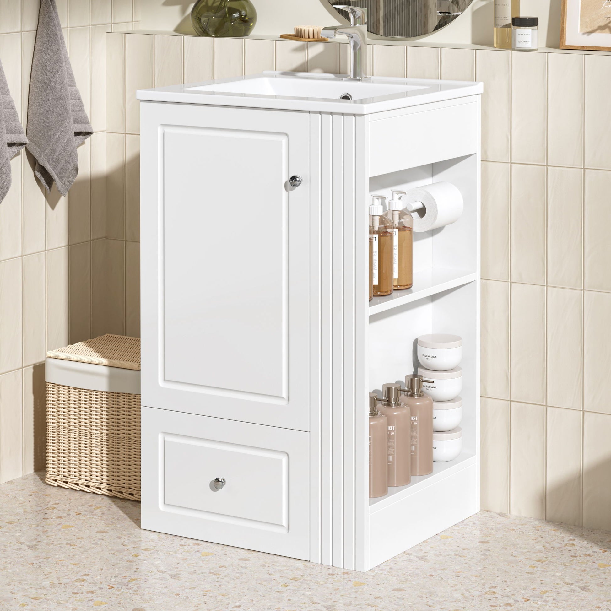 Modern Freestanding Bathroom Vanity With Sink, Soft-Close Drawer, Towel Bar