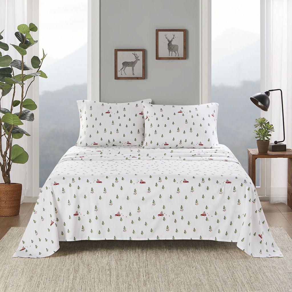 Cotton Flannel - Sheet Set - Green Tree Trip