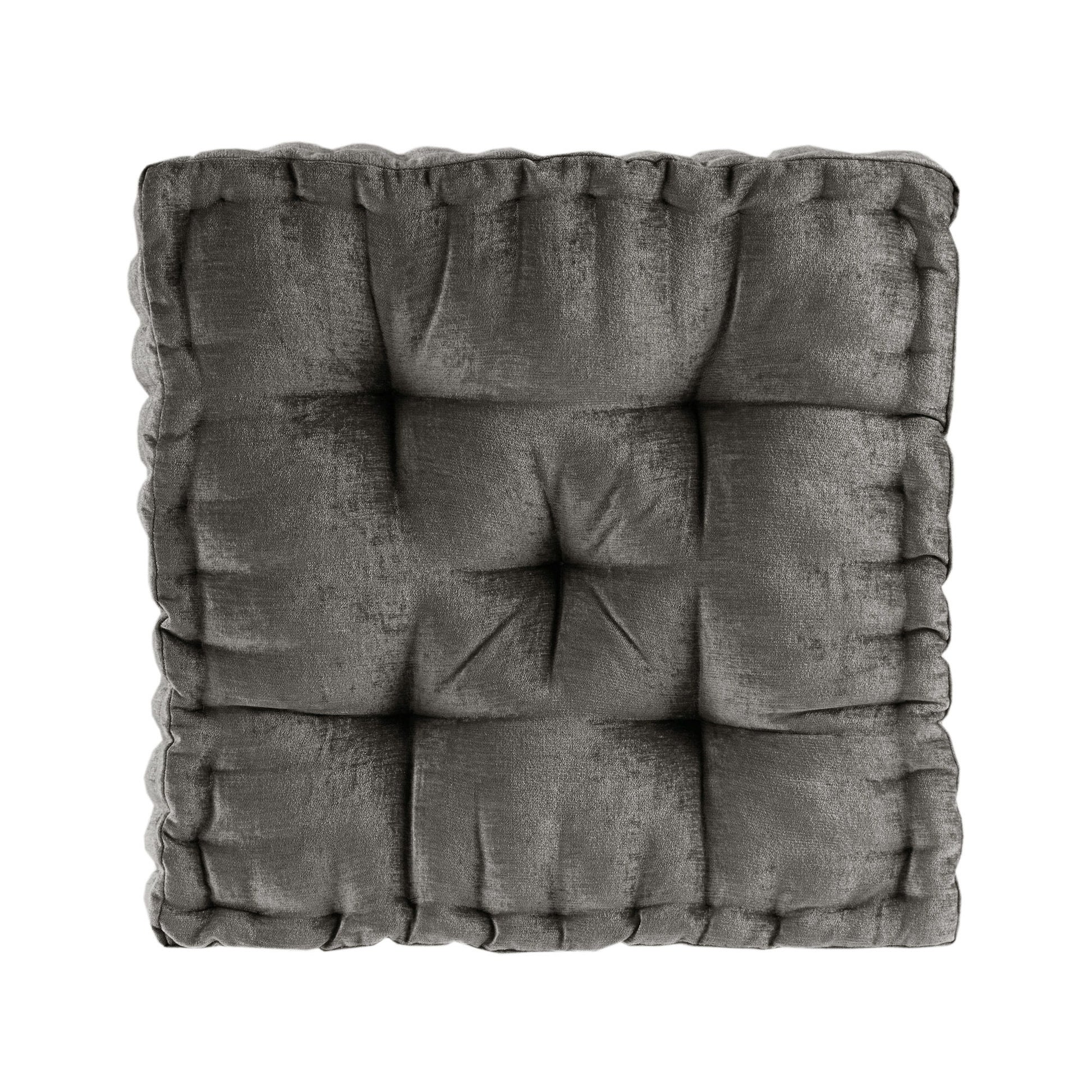Azza - Square Floor Pillow Cushion - Charcoal