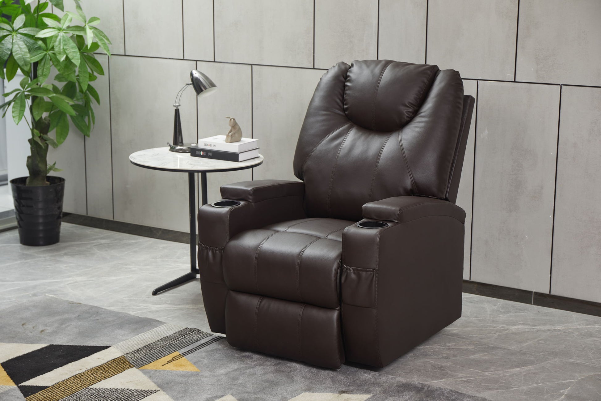 Modern Recliner Chair With Cup Holders, Remote Control