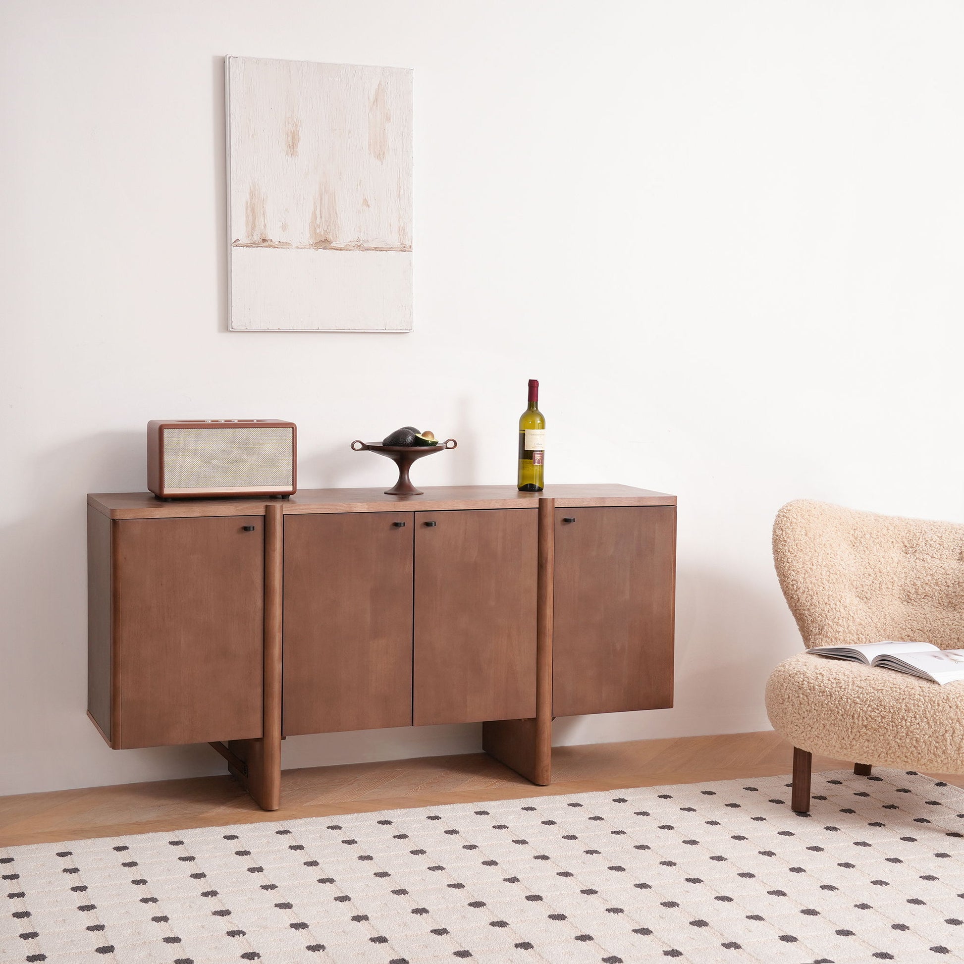 Govanny - Storage Sideboard With Adjustable Shelves & Rubberwood Legs - Espresso