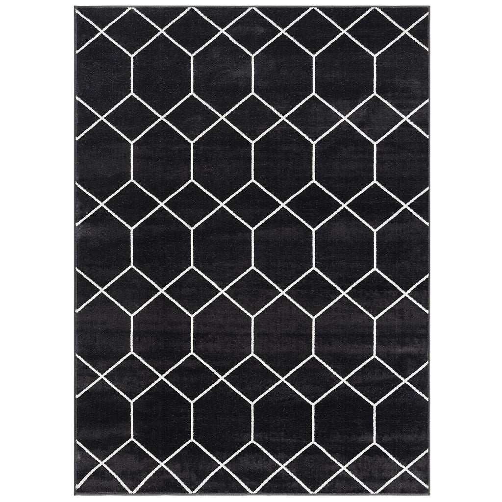 Averie - 8' x 10' Trellis Geometric Woven Area Rug - Black / Cream