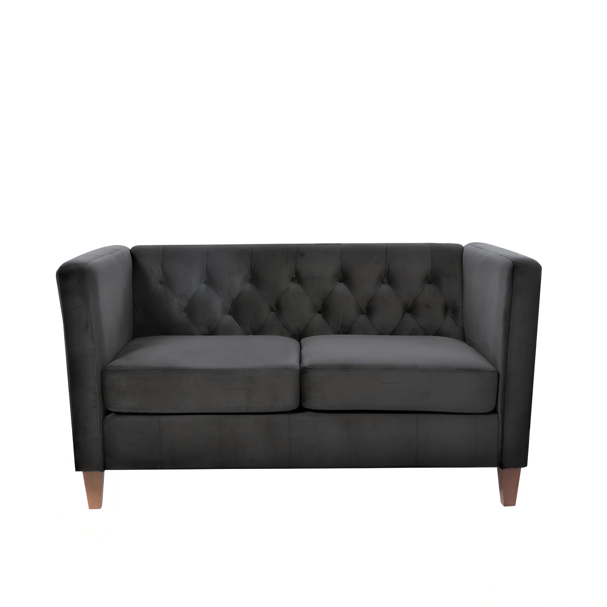 Button Tufted Loveseat, 2 Seater With Square Arm Couch For Living Room