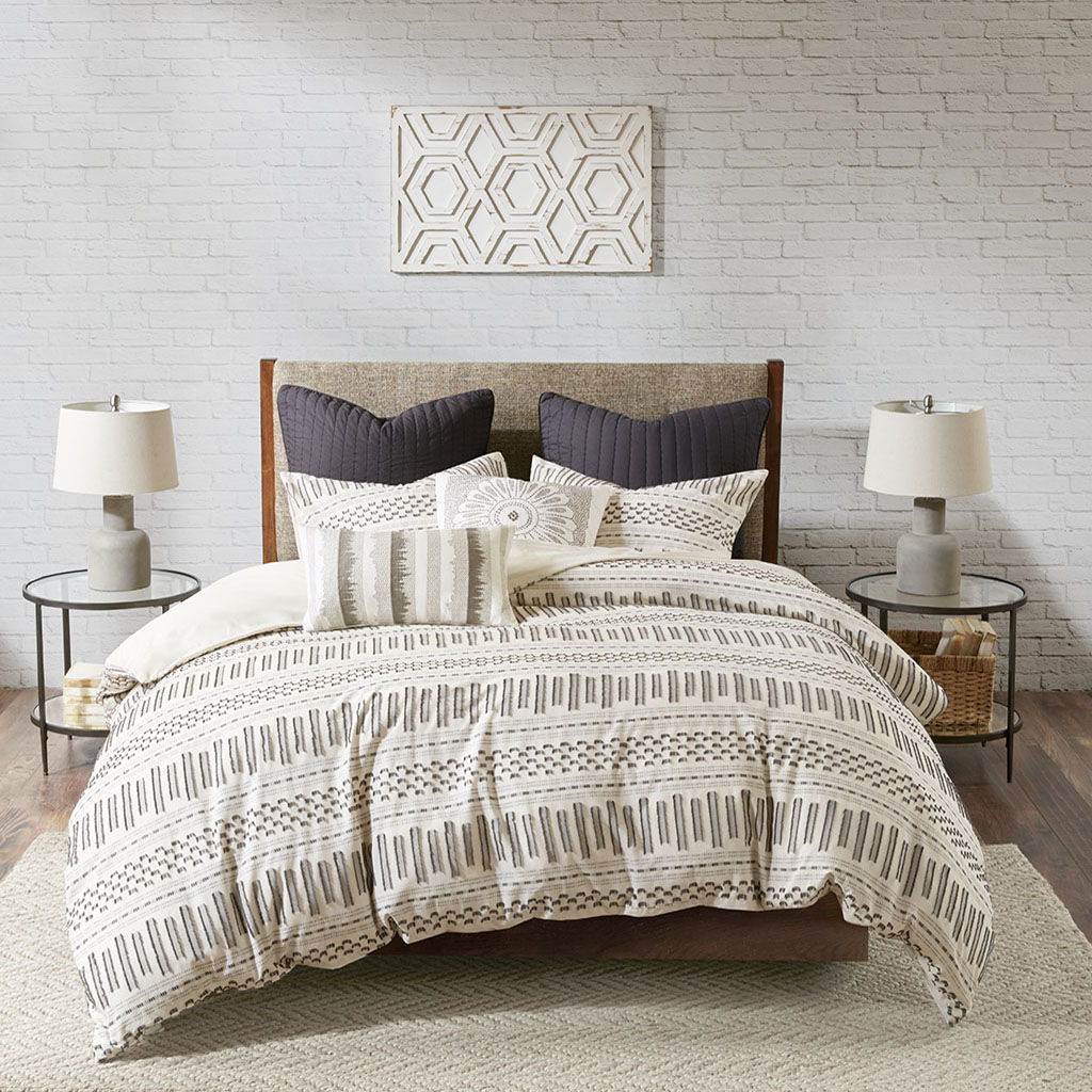 Rhea - Duvet Cover Mini Set - Ivory / Charcoal