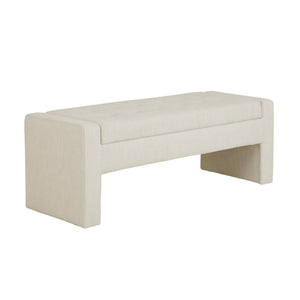 Elegant Soft Close Storage Bench Polyester Upholstery - Cream