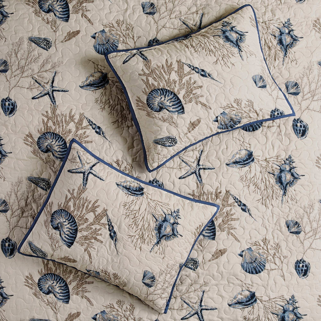 Bayside - King Reversible Coverlet Set - Blue