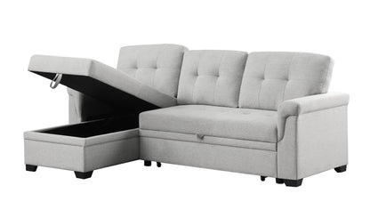 Lucca - Linen Reversible Sleeper Sectional Sofa With Storage Chaise