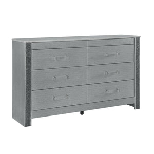 Lorenzo - Dresser With Hidden Jewelry Compartment And Bar Handles In - Silver