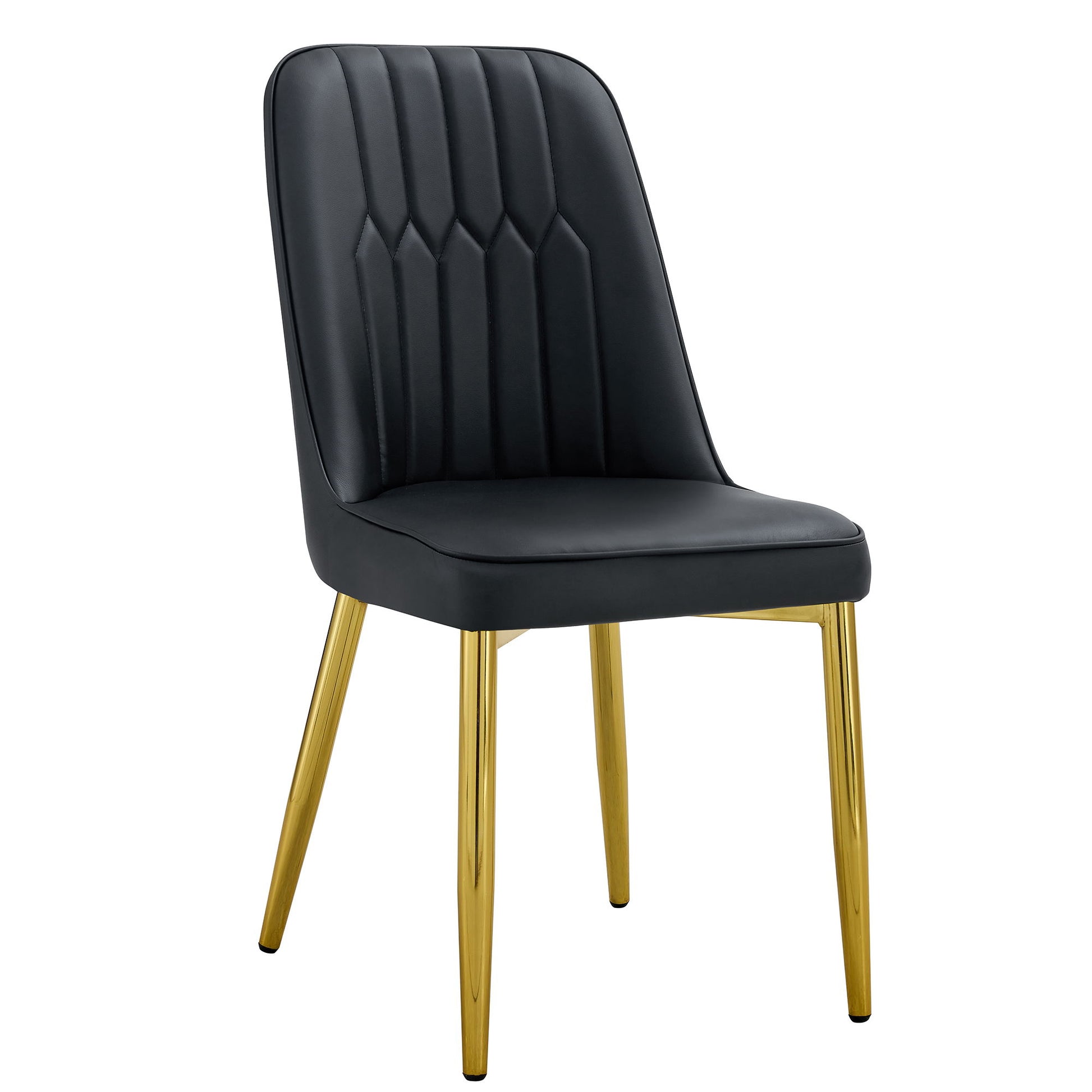 Modern Dining Chairs With Metal Legs And Simple Line Design On Backrest