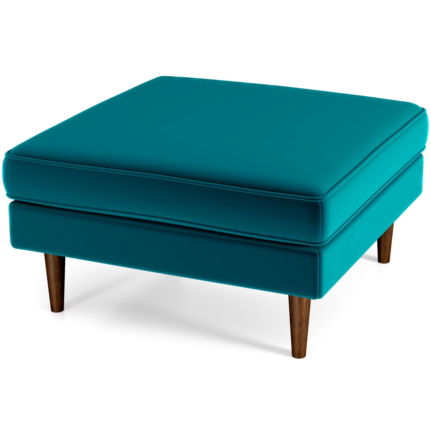 Amber - Mid-Century Modern Square Upholstered Ottoman - Blue