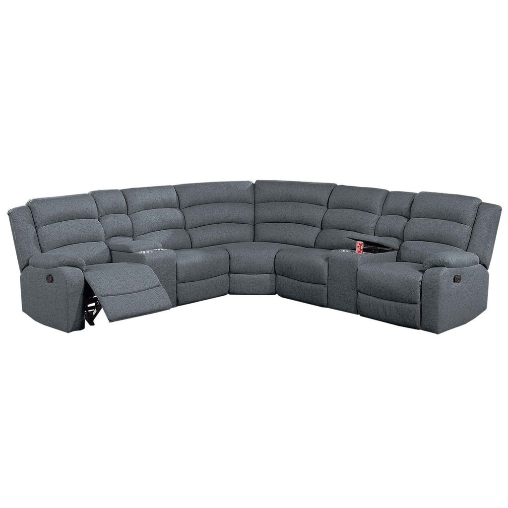Manual Motion Reclining Loveseat 3 Piece Sectional Set With Console Storage And Cup Holders