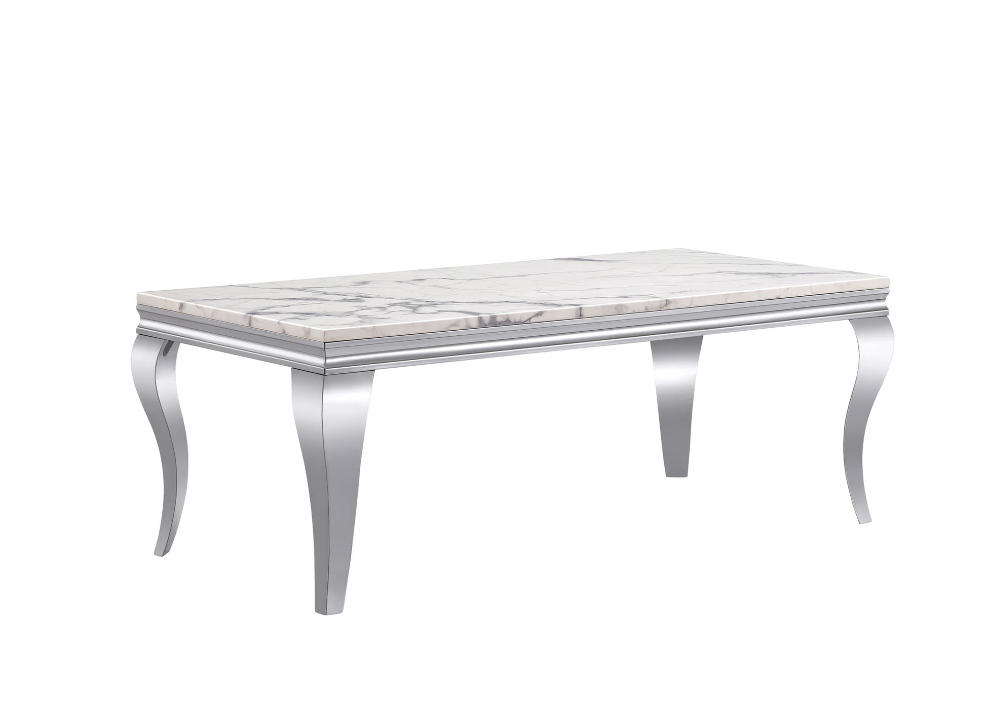 Marble Printed Rectangular Table, Stainless Steel Legs