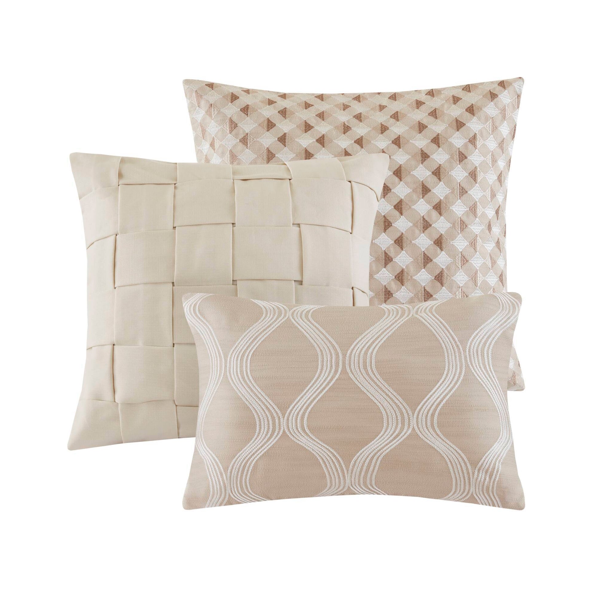 Shades of Serenity - King Comforter Set - Tan / Ivory