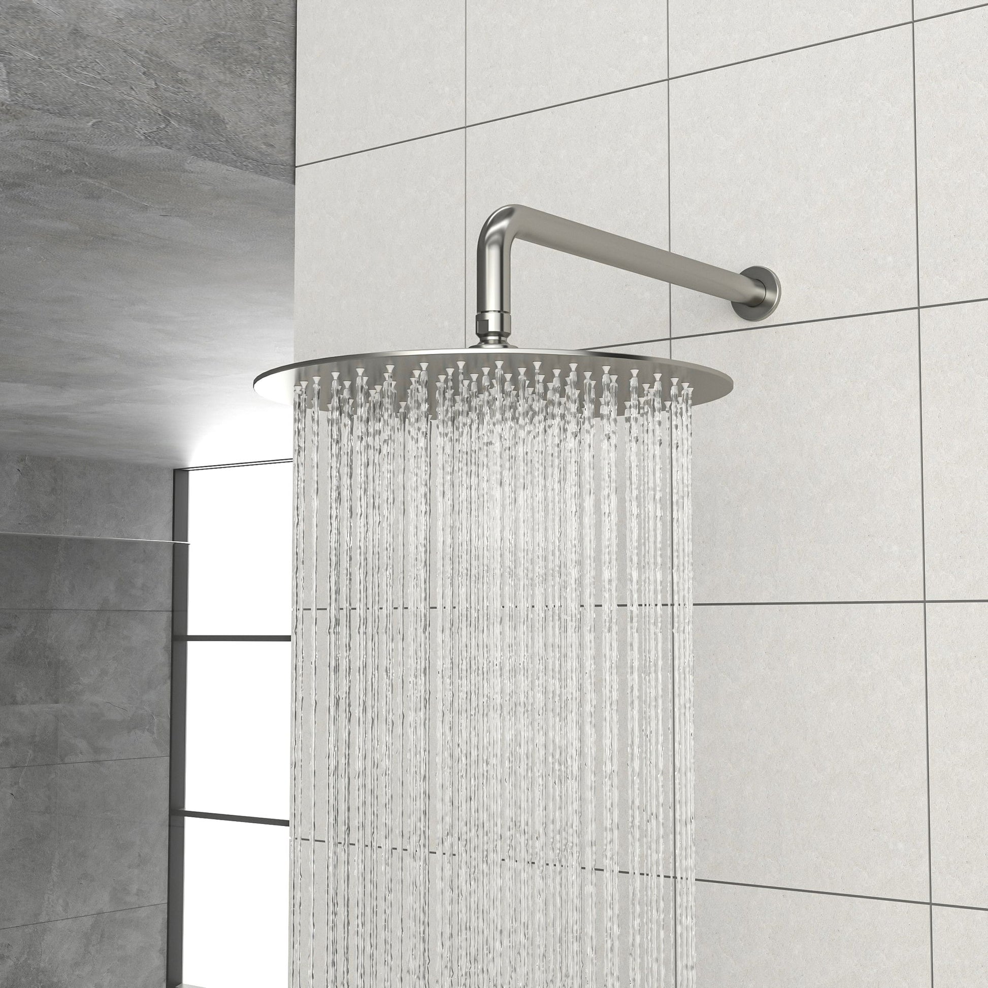 Shower Faucet Set With 10" Rainfall Shower Head And Valve - Brushed Nickel