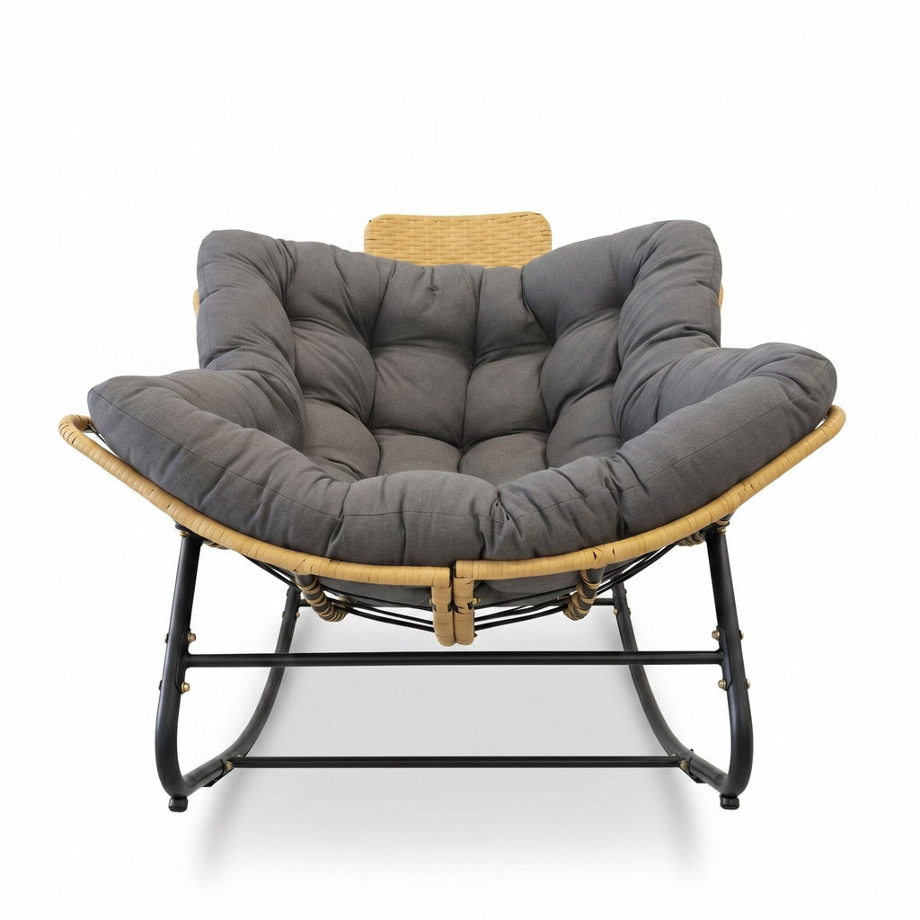 Oversized Papasan Rocking Chair Outdoor With Thick Cushion