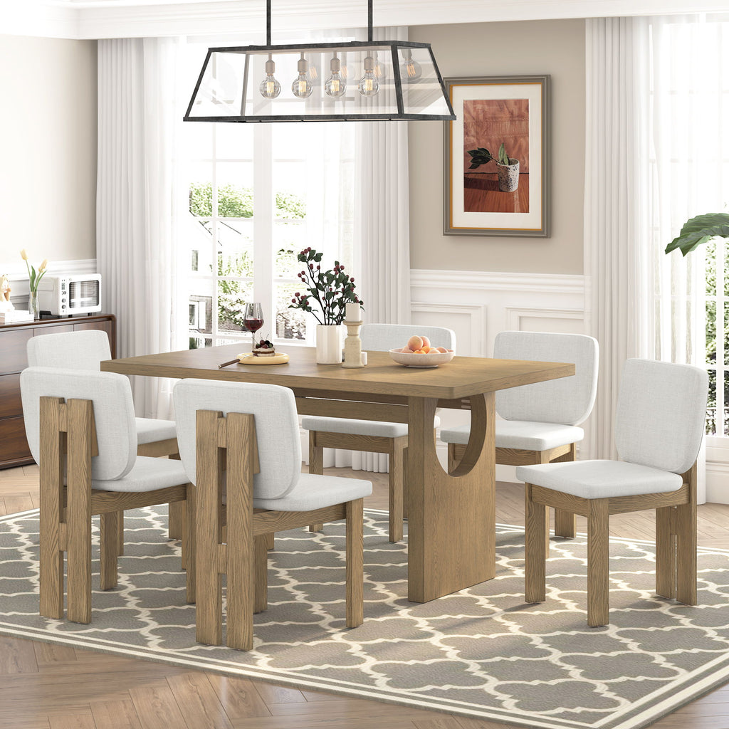 Dining Table Set For 6 With Upholstered Chairs