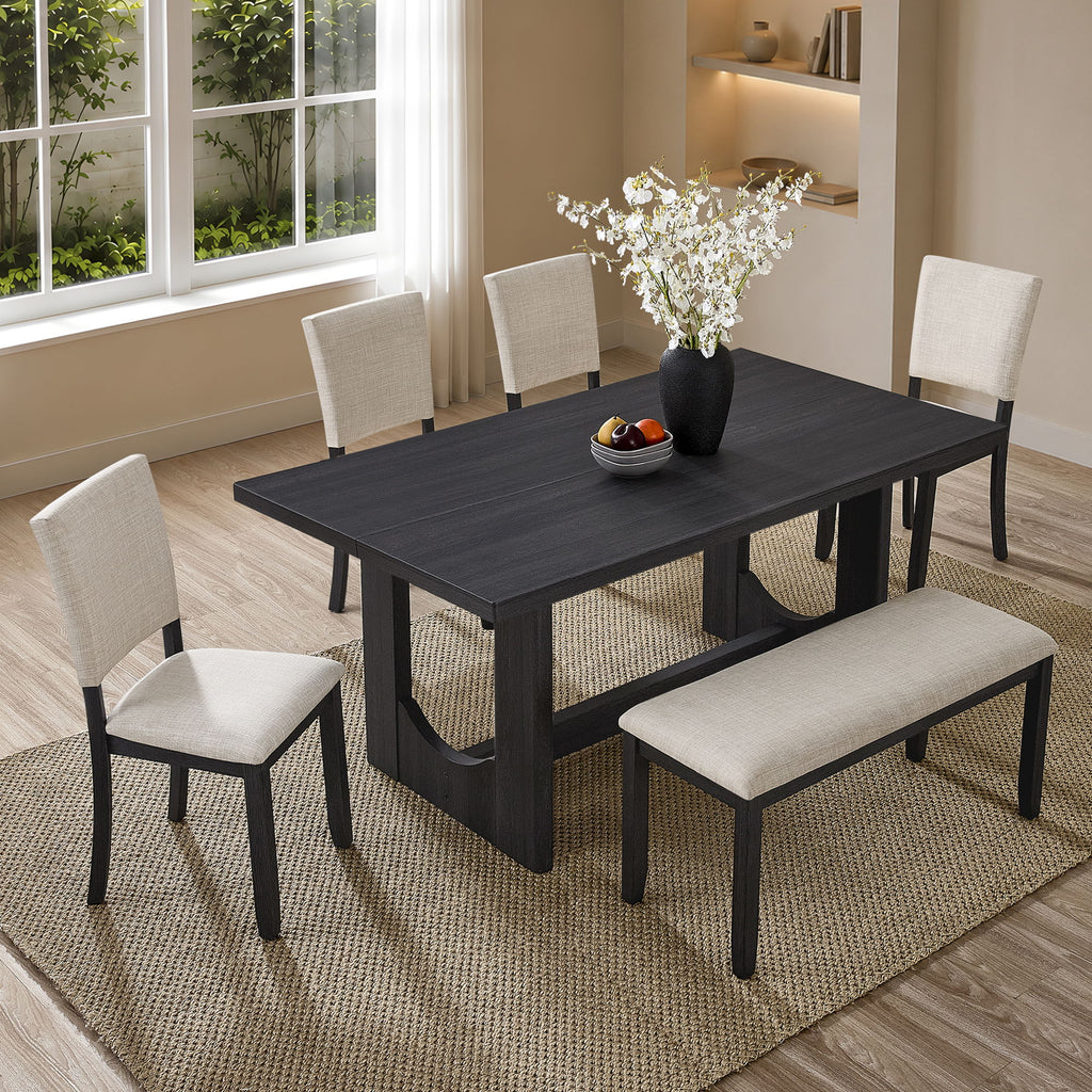 Dining Table Set, Rectangular Kitchen Table With Upholstered Chairs