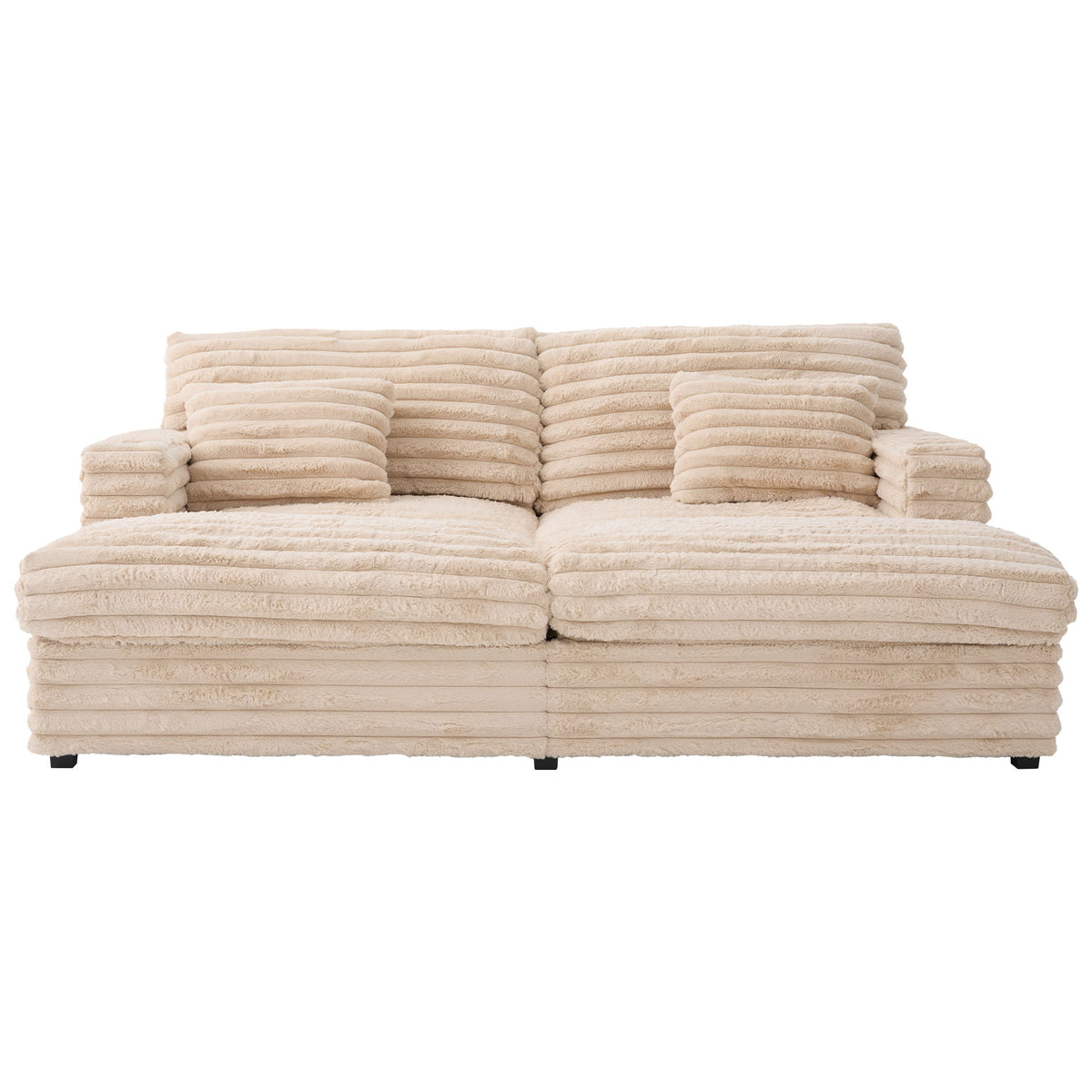 Oversized Double Chaise Lounge Sofa With USB Ports And Cup Holders