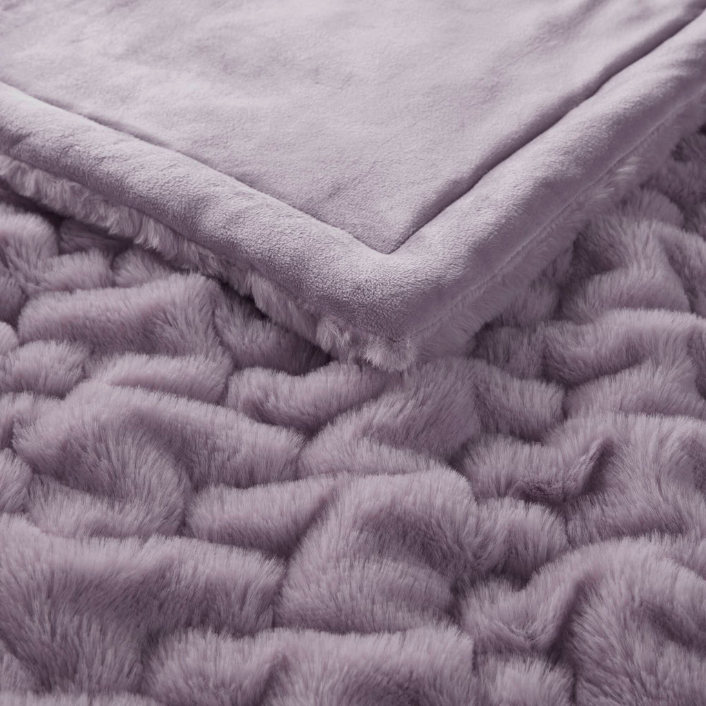 Ruched Fur - Ruched Throw - Lavender