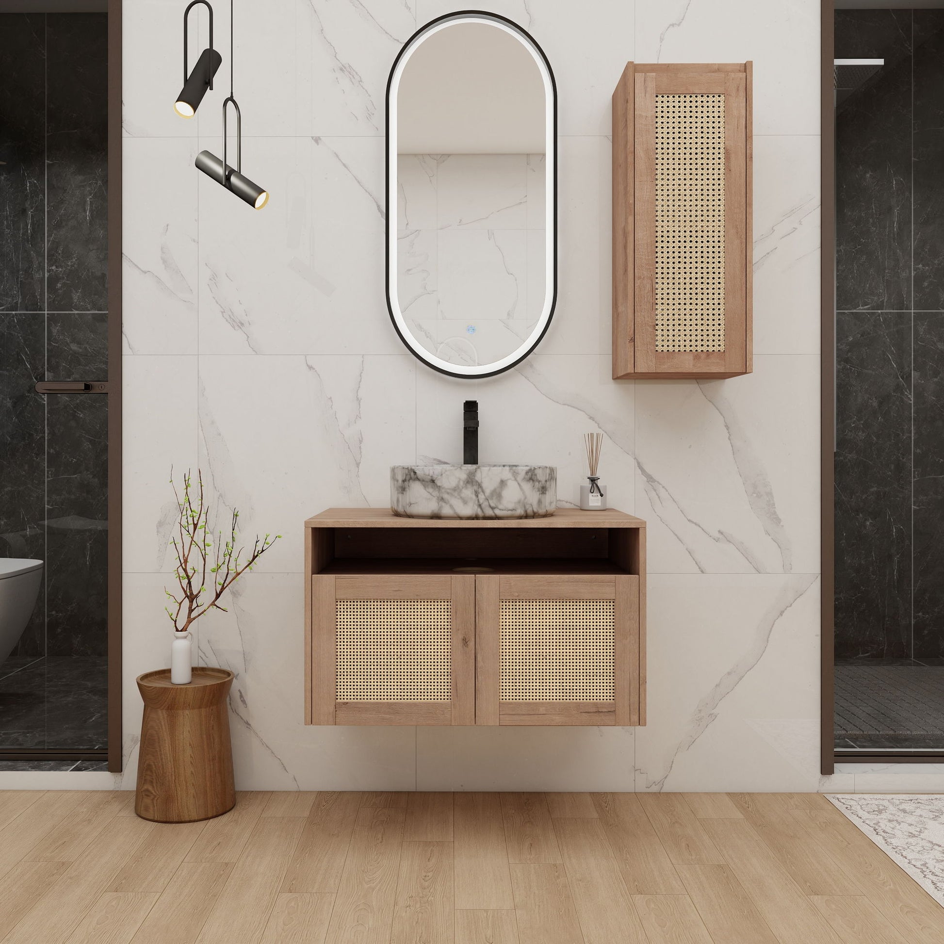 Bathroom Vanity & Art Sink And Side Cabinet, Float Mounting Design