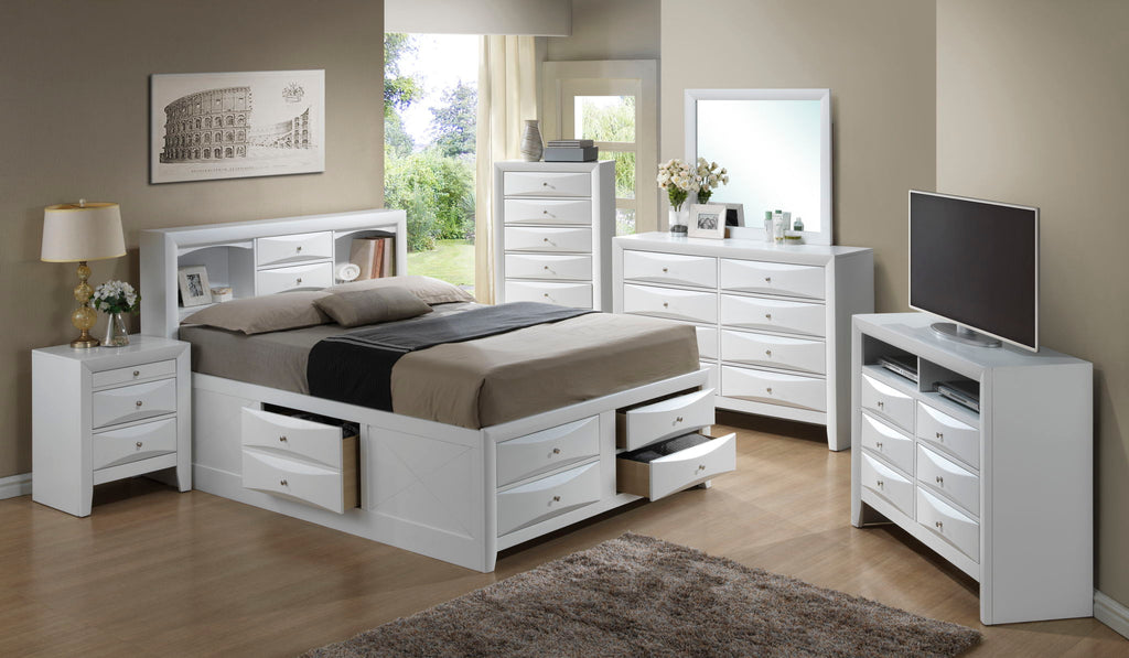 Modern Design Storage Bed With Bookcase Headboard