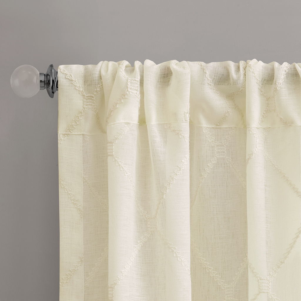 Irina - 84" Diamond Sheer Window Curtain - Ivory