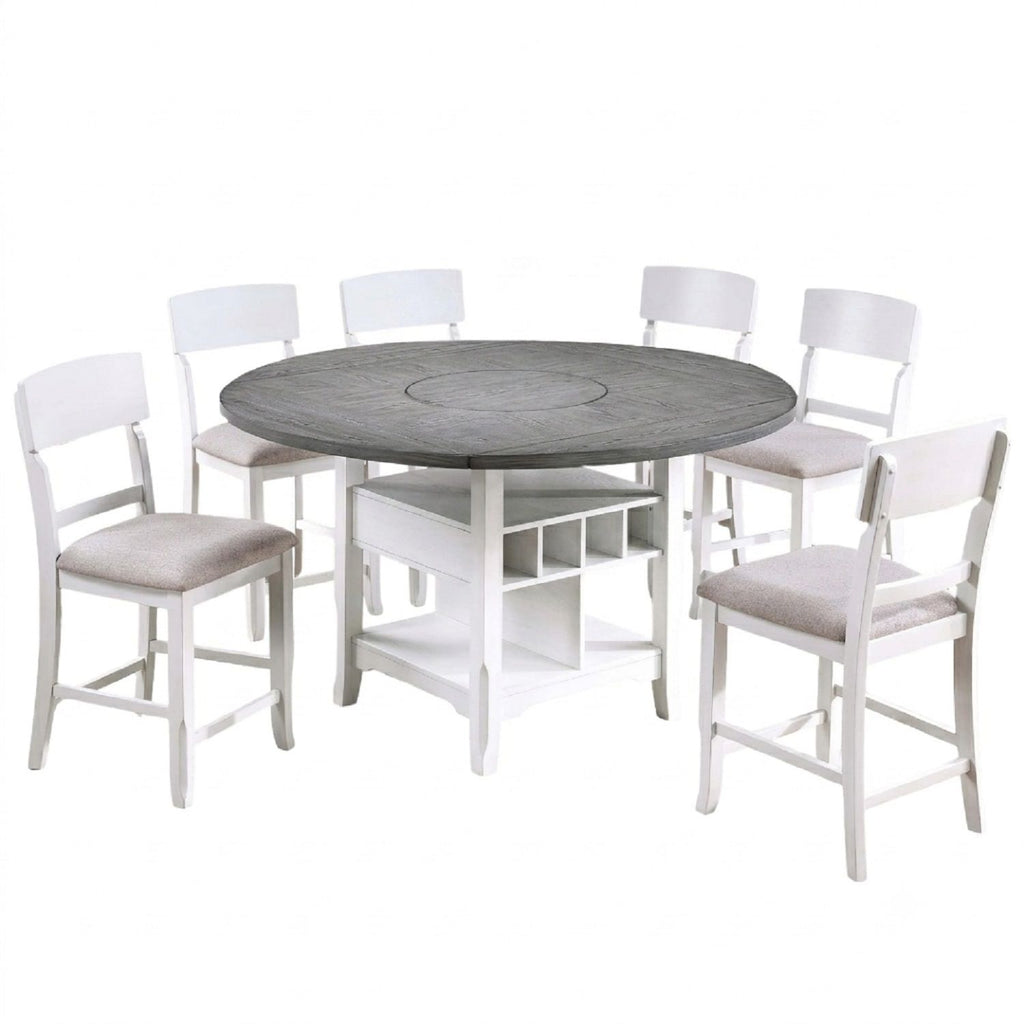 Contemporary Counter Height Dining Set With Built In Lazy Susan