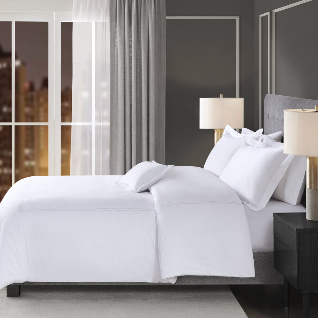 500 Thread Count Luxury - Full Sateen Embroidered Comforter Set - White