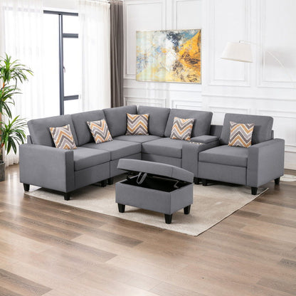 Nolan - 7 Piece Sectional Sofa With Pillows And Interchangeable Legs