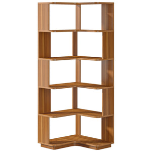 6 Tier Corner Bookshelf, L-Shaped Freestanding Shelf With Anti Drop Panels