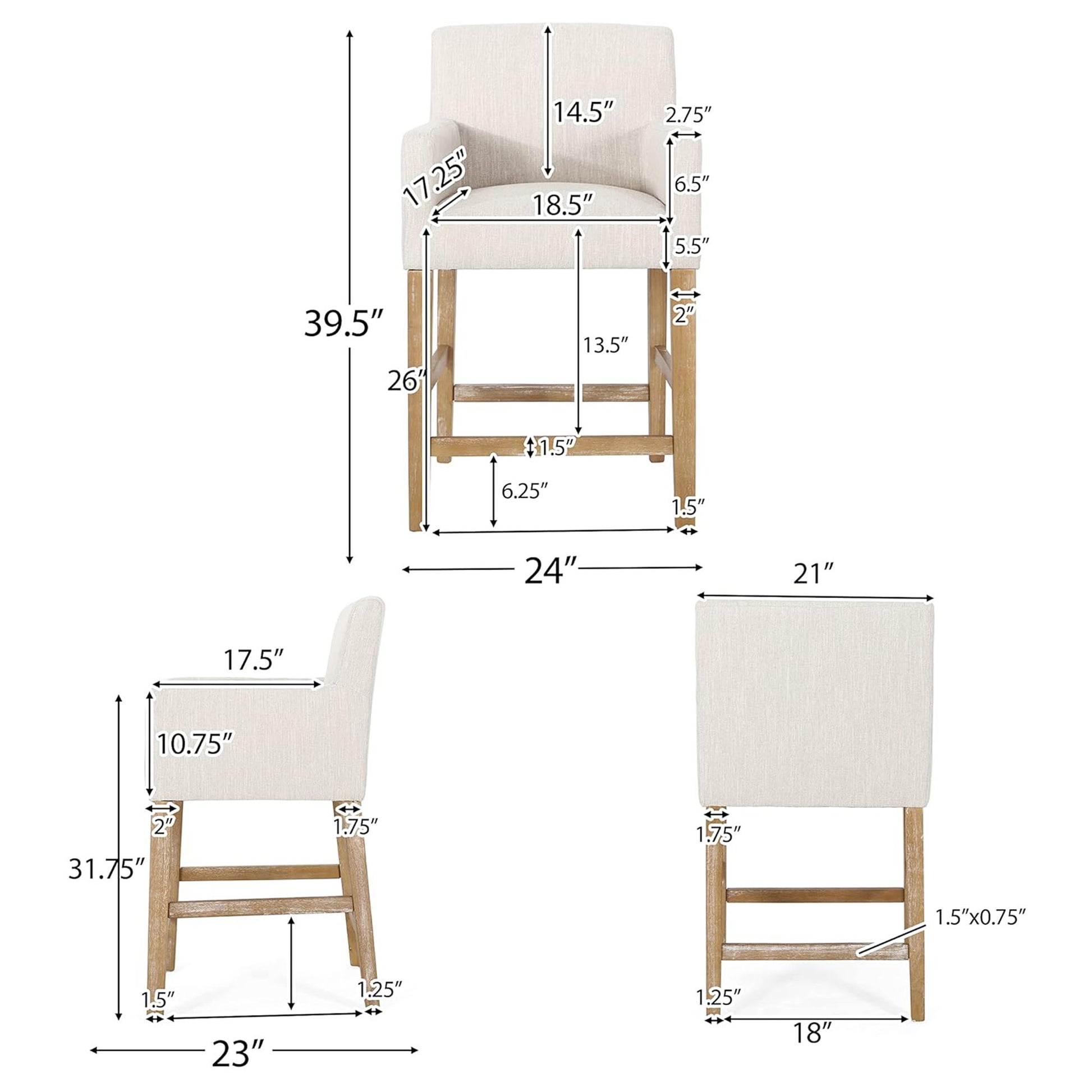 Serenitia - Upholstered Counter Chair With Straight Arm