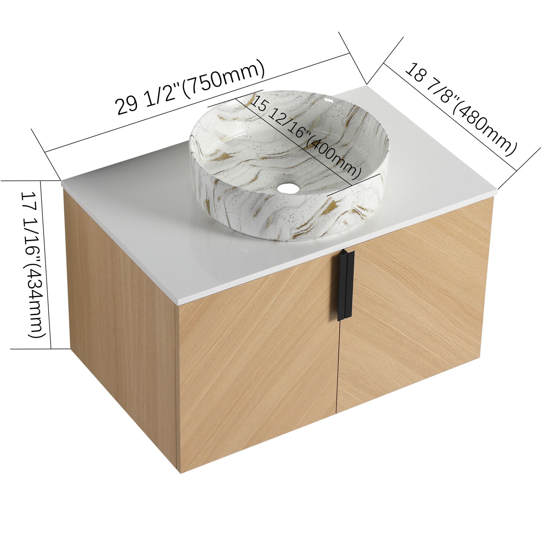 Wall Mounted Bathroom Vanity & Art Sink