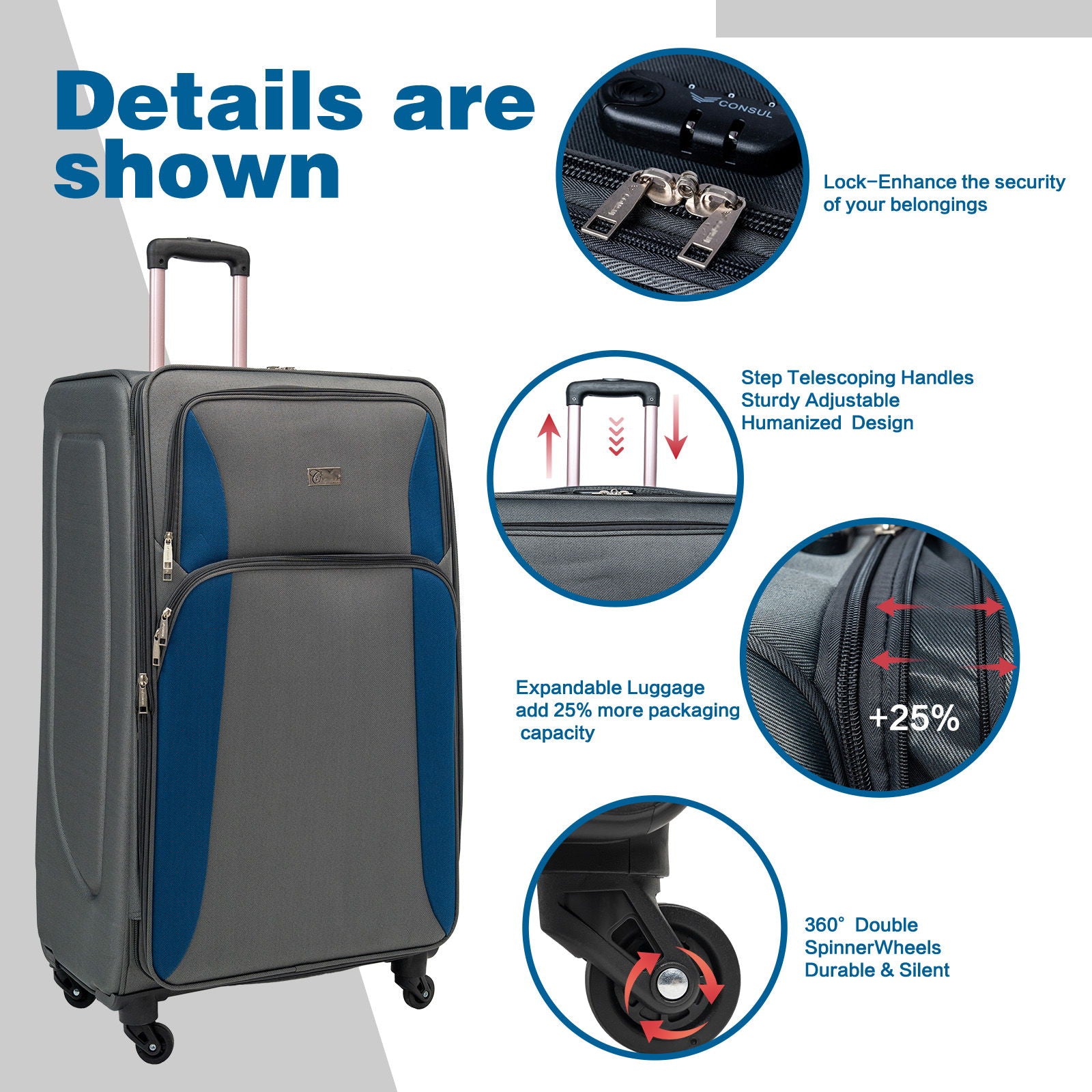 4 Piece Set Softshell Luggage