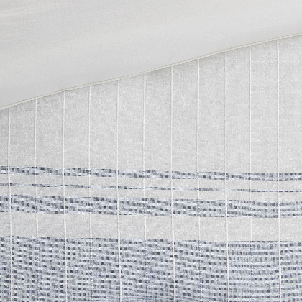 Morgan - 6 Piece California King Jacquard Oversized Comforter Set - White / Blue