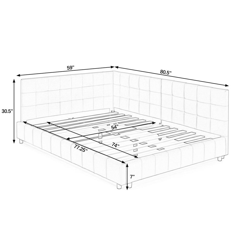 Elegant Storage Upholstered Tufted Bed Frame With Backrest And Armrests