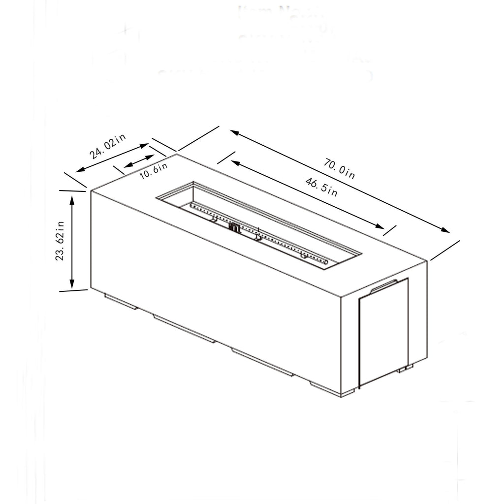 Propane Gas 60000 Btu Rectangular Fire Pit For Outside - Light Gray