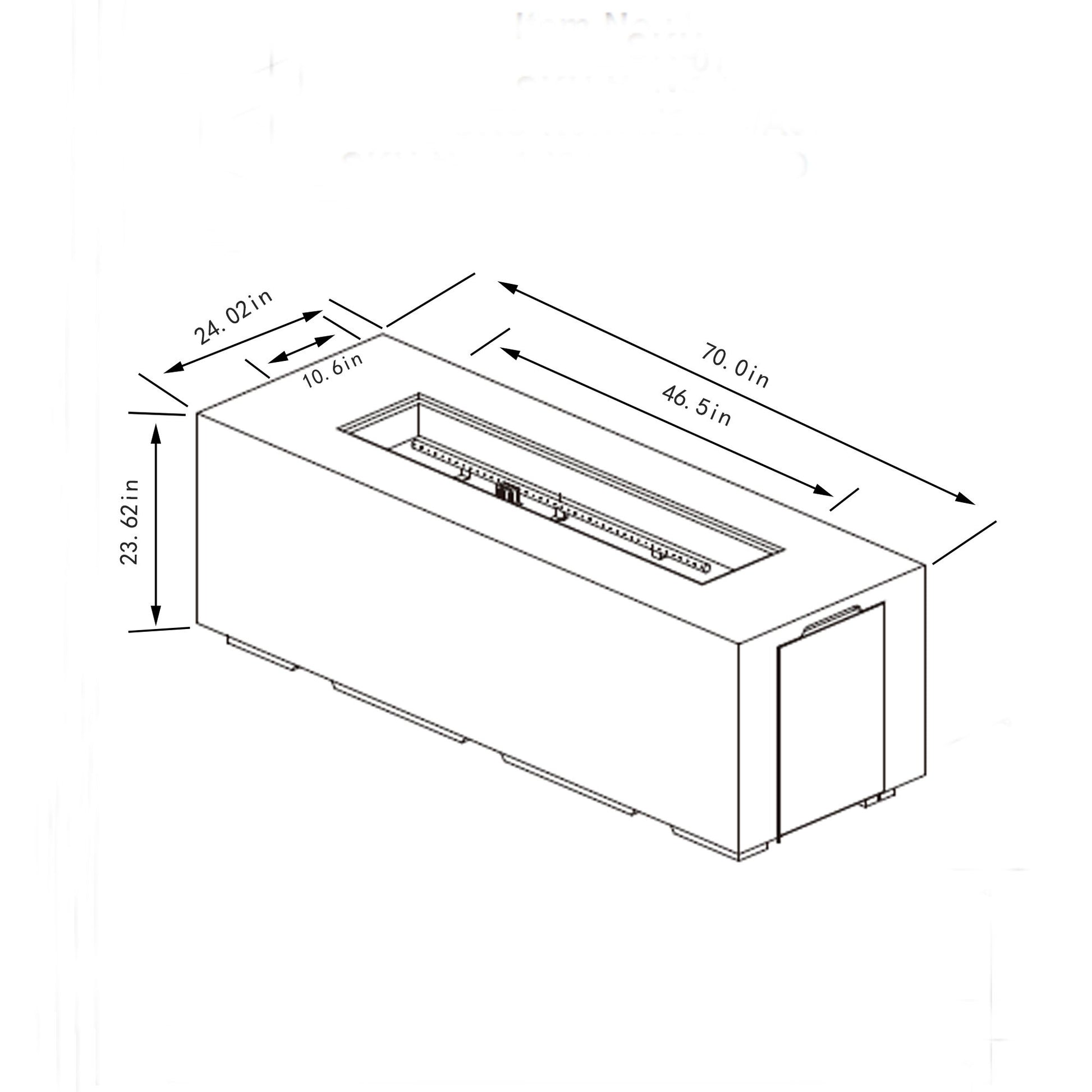 Propane Gas 60000 Btu Rectangular Fire Pit For Outside - Light Gray