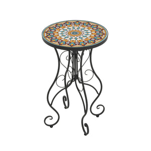 Colorful Outdoor Side Table With Ceramic Tile Top