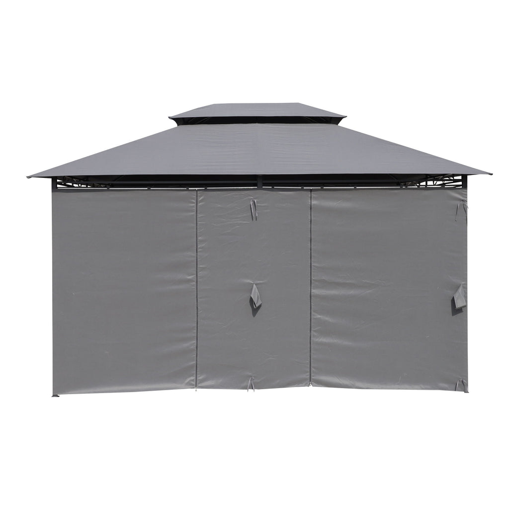 13 0 Ft Outdoor Patio Gazebo Canopy Tent With Ventilated Double Roof And Side Wall (Detachable Curtain Included On All Sides) Suitable For Lawn Garden Backyard And Deck - Gray