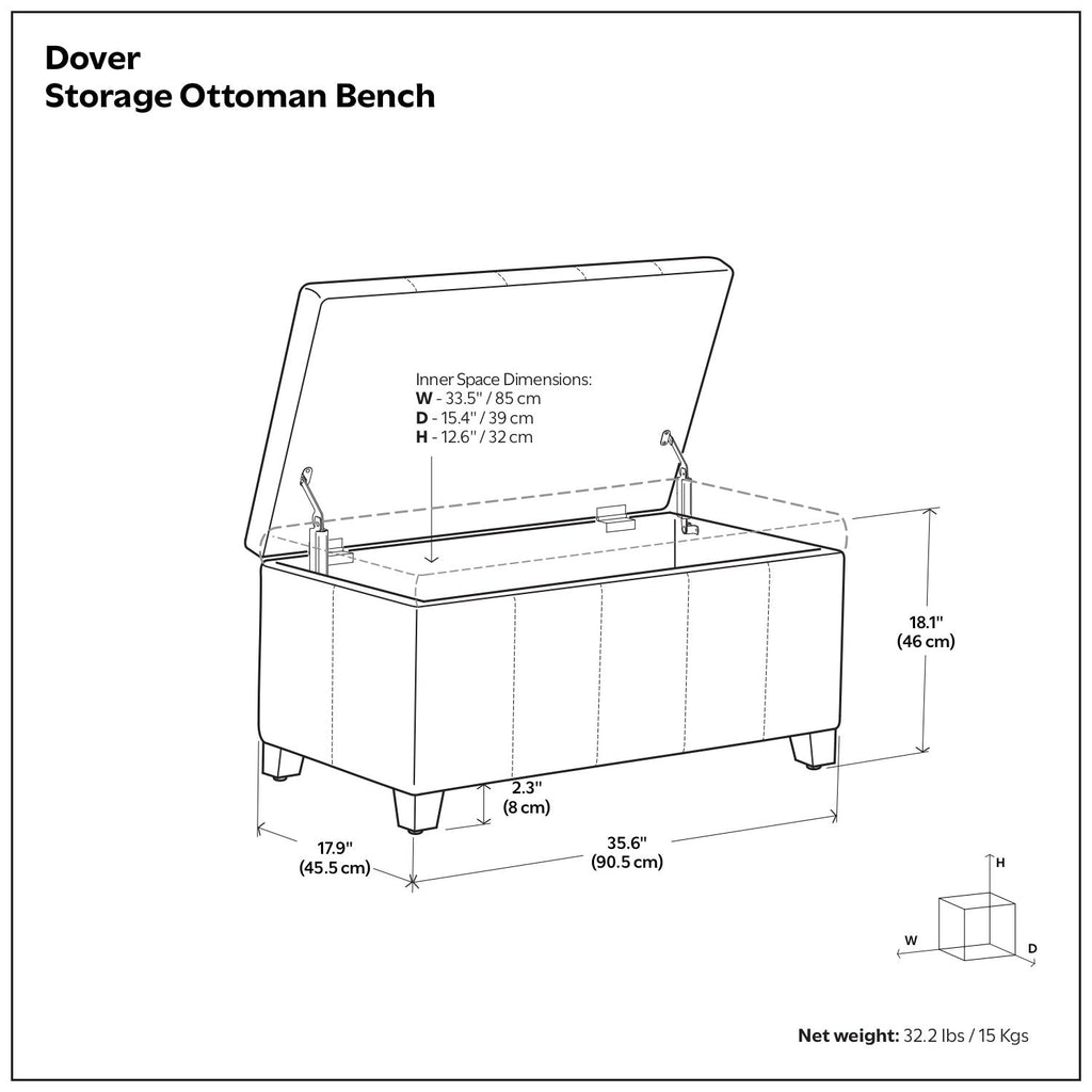 Dover - Upholstered Storage Ottoman Bench