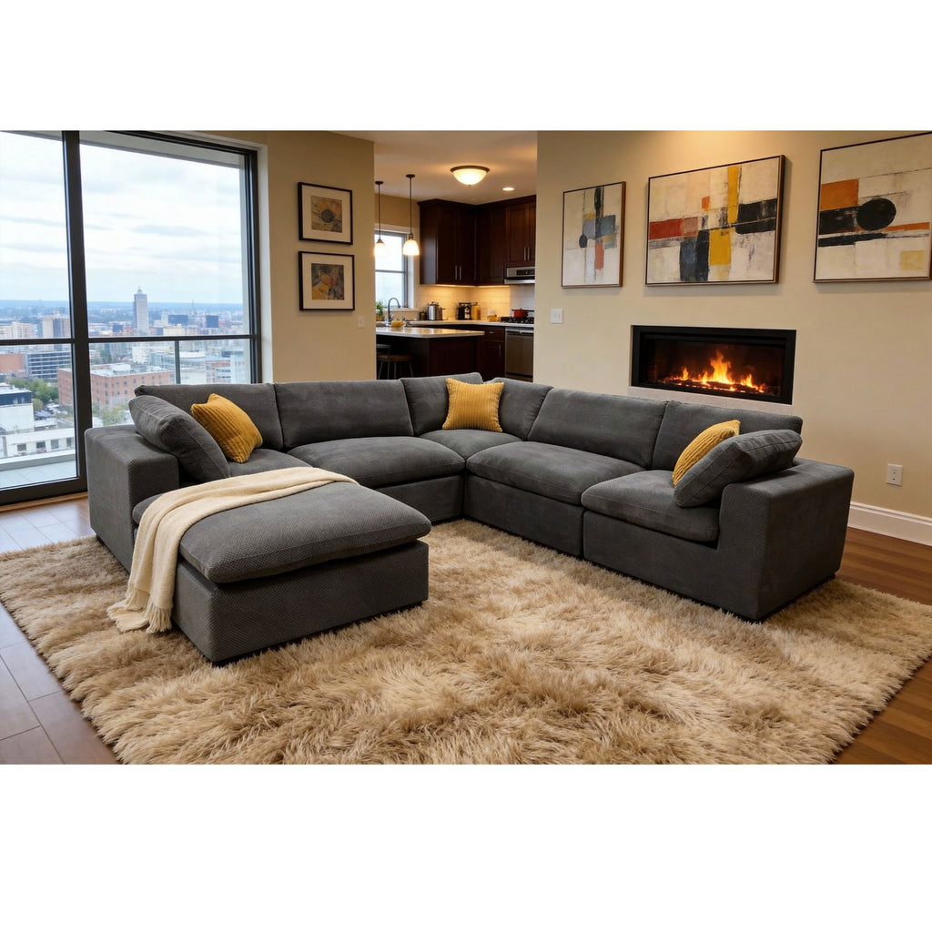 Custom Configuration Modular Sectional & Toss Pillows