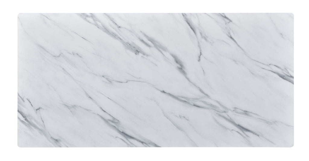 Landon - Coffee Table With Glass Marble Texture Top And Bent Wood Design
